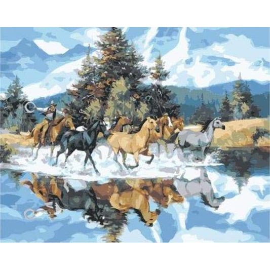 Animal Horse Diy Paint By Numbers Kits ZXB869 - NEEDLEWORK KITS
