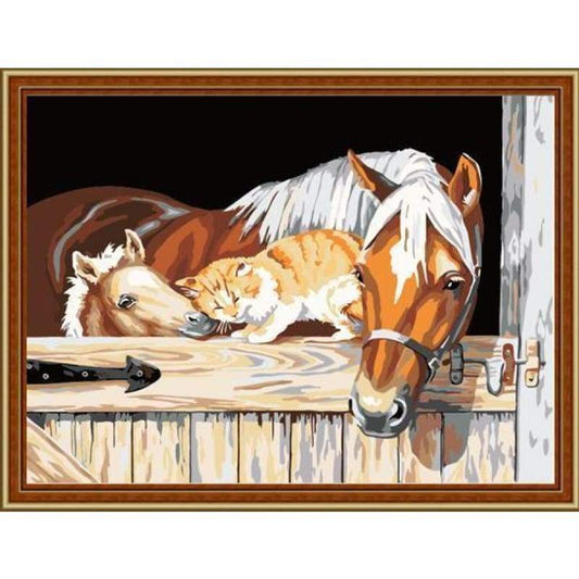 Animal Horse Diy Paint By Numbers Kits ZXE052 - NEEDLEWORK KITS