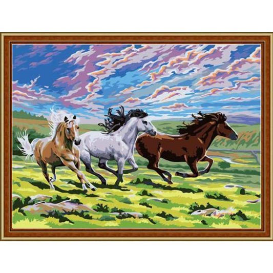 Animal Horse Diy Paint By Numbers Kits ZXE099 - NEEDLEWORK KITS