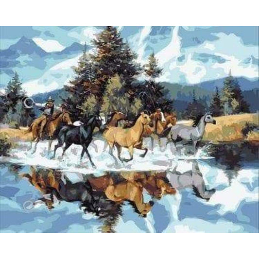 Animal Horse Diy Paint By Numbers Kits ZXE290 - NEEDLEWORK KITS