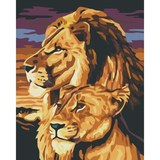 Animal Lion Diy Paint By Numbers Kits ZXB408 VM80031 - NEEDLEWORK KITS