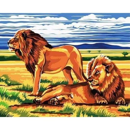 Animal Lion Diy Paint By Numbers Kits ZXB456 - NEEDLEWORK KITS