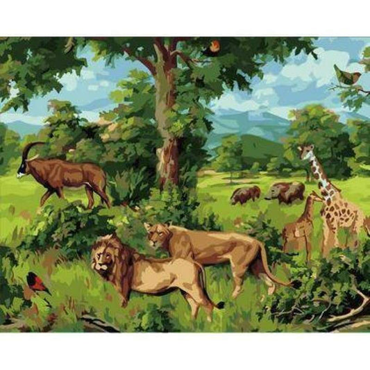 Animal Lion Diy Paint By Numbers Kits ZXE312 - NEEDLEWORK KITS