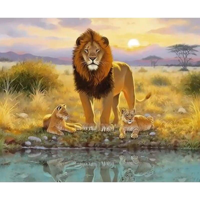 Animal Lion Diy Paint By Numbers Kits ZXQ3532 - NEEDLEWORK KITS