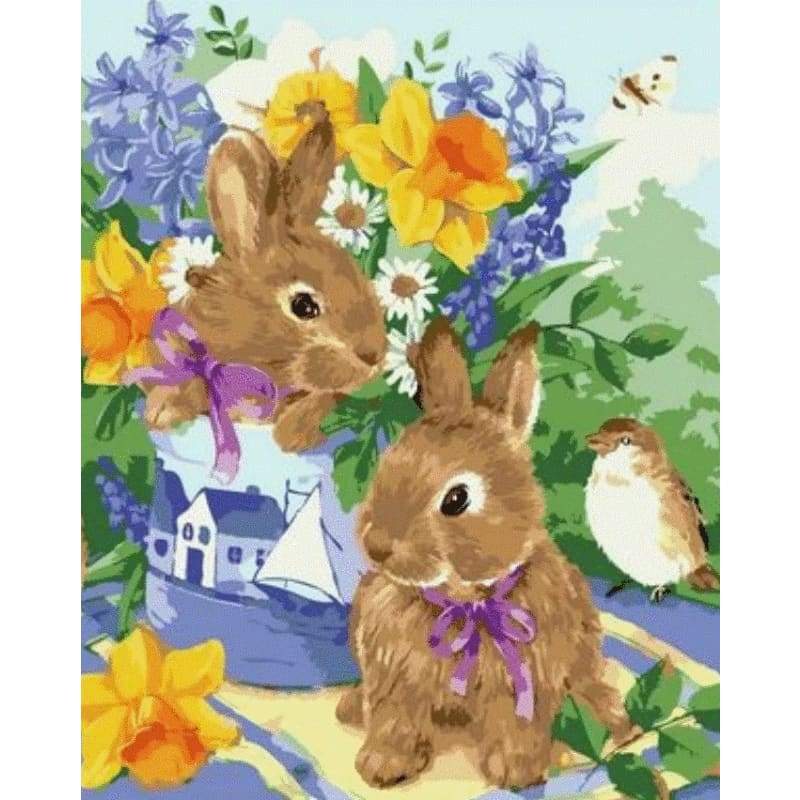 Animal Rabbit Diy Paint By Numbers Kits ZXQ2498 - NEEDLEWORK KITS