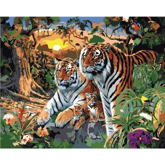 Animal Tiger Diy Paint By Numbers Kits ZXB878 - NEEDLEWORK KITS