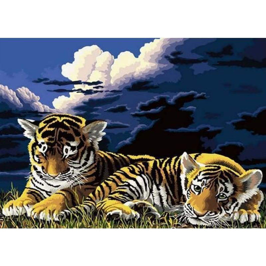 Animal Tiger Diy Paint By Numbers Kits ZXE517 - NEEDLEWORK KITS