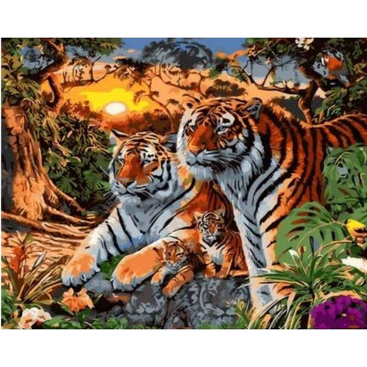 Animal Tiger Diy Paint By Numbers Kits ZXQ1220 - NEEDLEWORK KITS