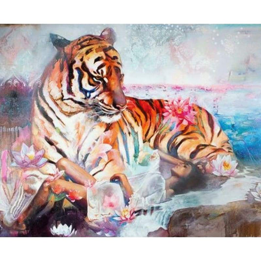 Animal Tiger Diy Paint By Numbers Kits ZXQ3569 - NEEDLEWORK KITS