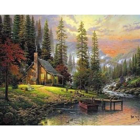 Autumn River Cottage - Full Drill Diamond Painting - Special