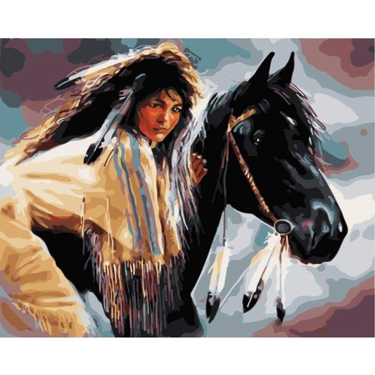 Beauty And Horse Diy Paint By Numbers Kits WM-204 - NEEDLEWORK KITS