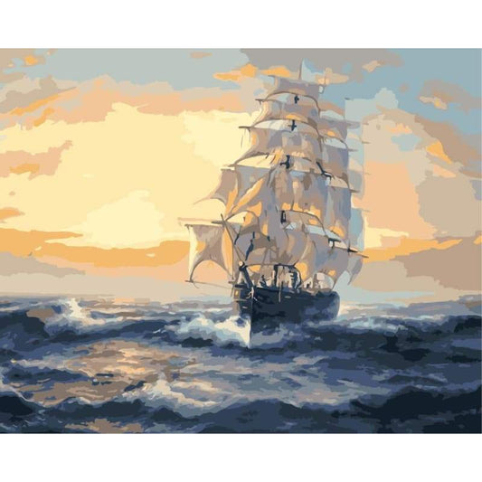 Boat Diy Paint By Numbers Kits WM-1538 - NEEDLEWORK KITS