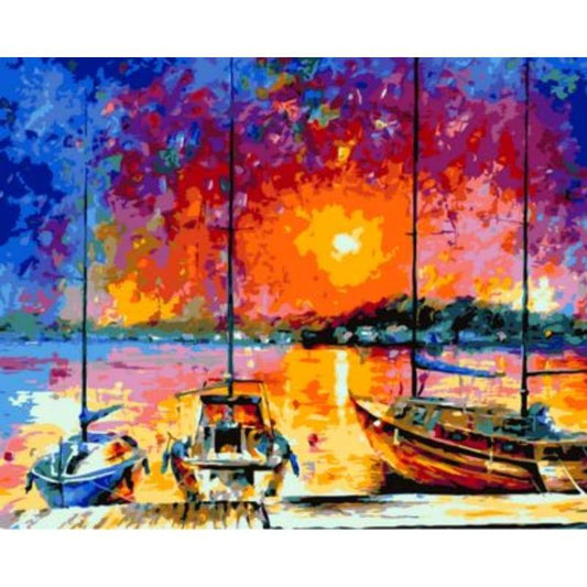 Boat Diy Paint By Numbers Kits ZXQ802 - NEEDLEWORK KITS