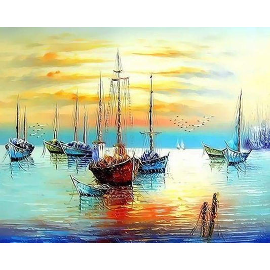 Boat Diy Paint By Numbers Kits ZXZ173 - NEEDLEWORK KITS