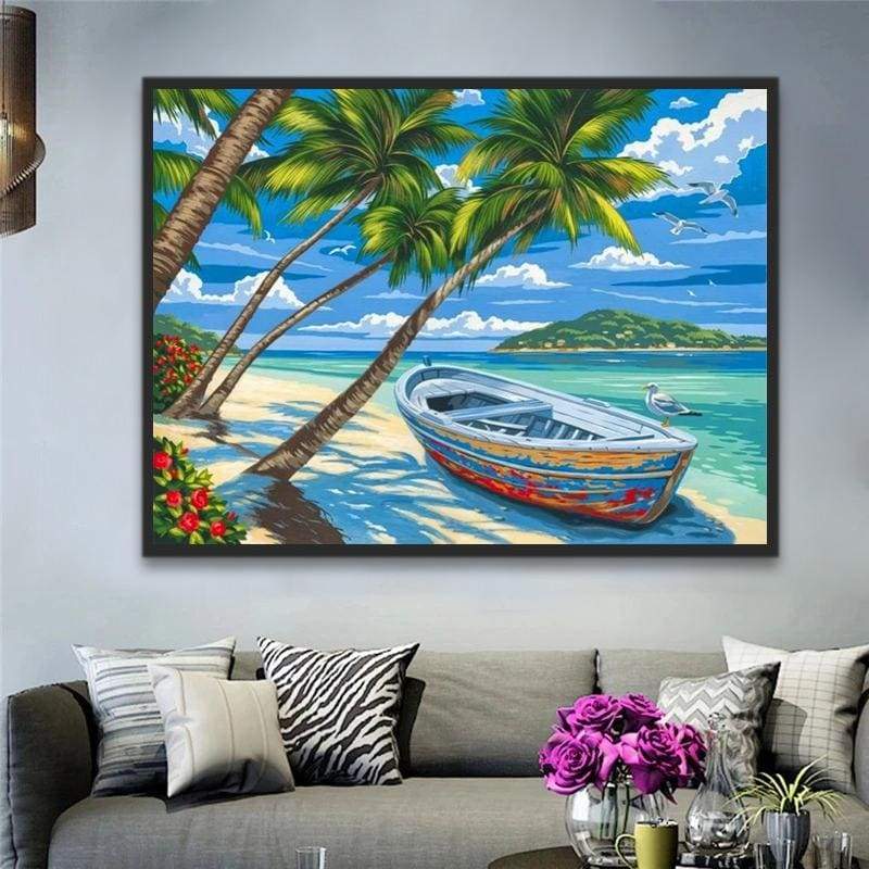 Boat Landscape Beach Summer DIY Paint By Numbers Kits RA3435