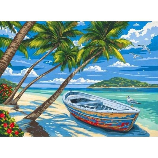 Boat Landscape Diy Paint By Numbers Kits PBN95002 - NEEDLEWORK KITS