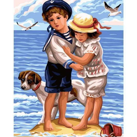 Boy And Girl Portrait Diy Paint By Numbers Kits PBN90125 - NEEDLEWORK KITS