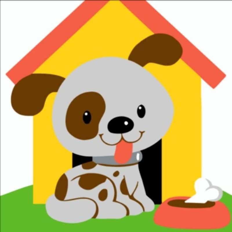 Cartoon Animals Dog Diy Paint By Numbers Kits For Kids PBN91404 - NEEDLEWORK KITS