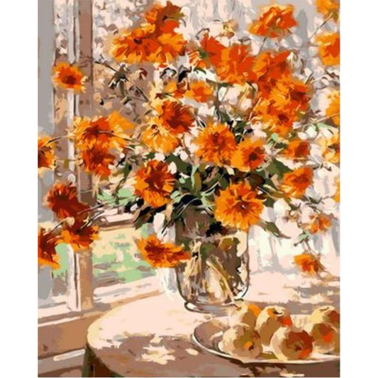 Chrysanthemum Diy Paint By Numbers Kits ZXQ1014 - NEEDLEWORK KITS