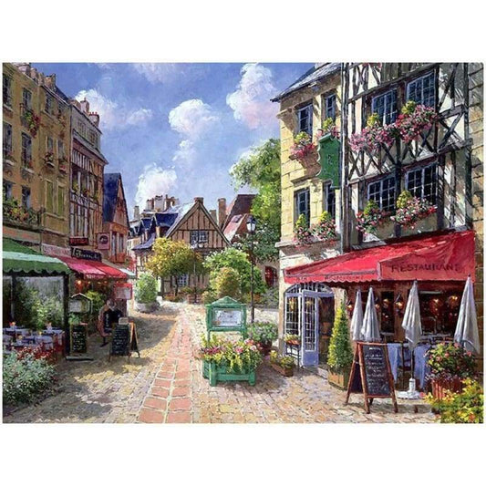 Coffee Shop Landscape Diy Paint By Numbers Kits PBN94520 - NEEDLEWORK KITS