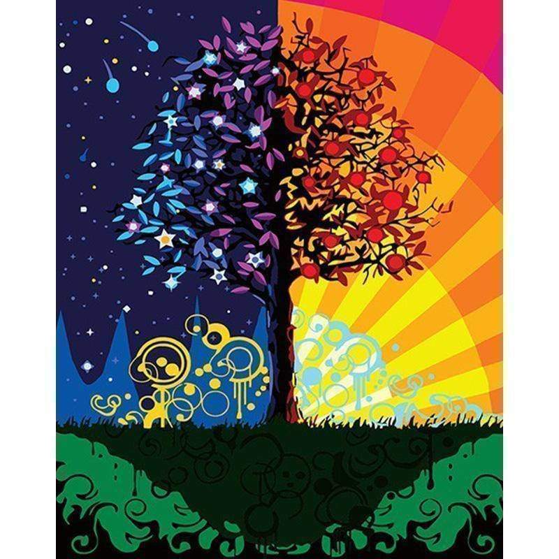Colorful Tree Diy Paint By Numbers Kits VM95215 ZXE120 - NEEDLEWORK KITS