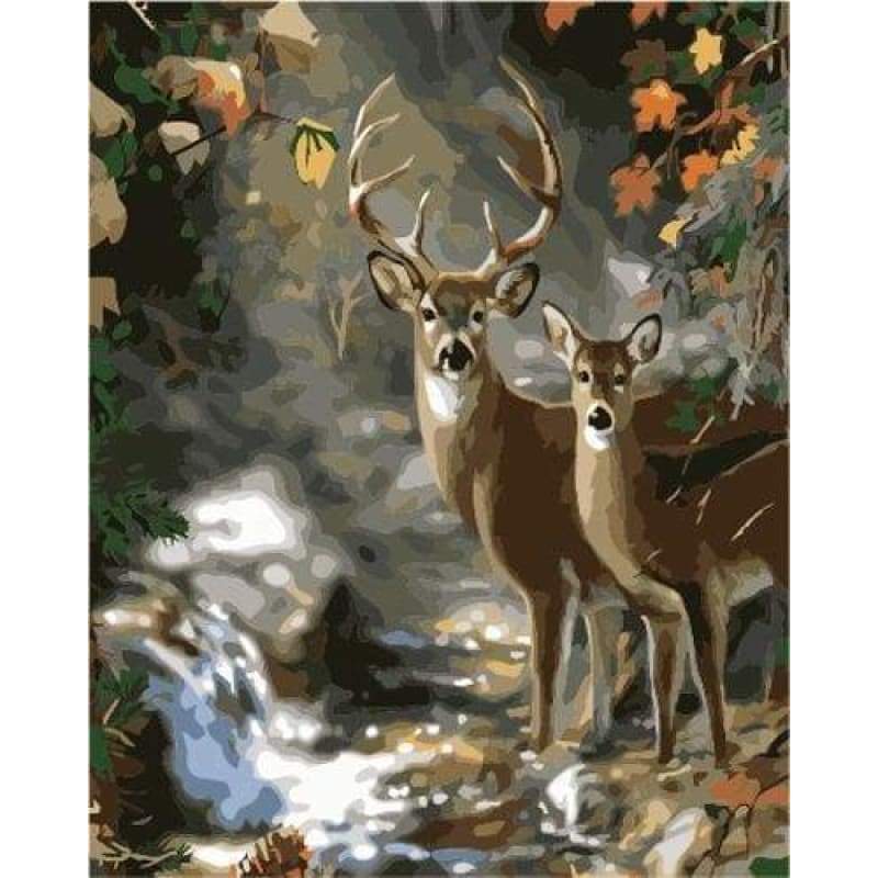 Deer Diy Paint By Numbers Kits ZXB852 - NEEDLEWORK KITS