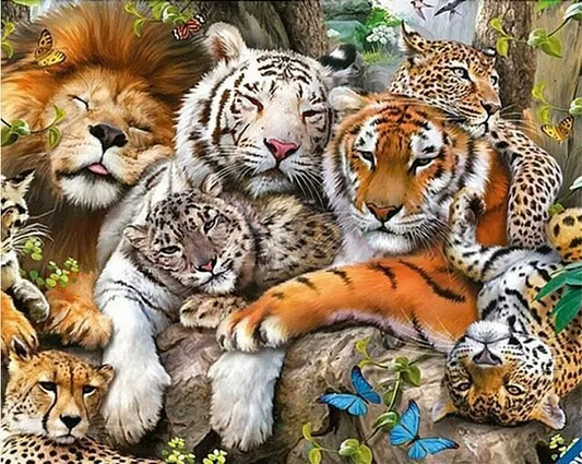 Animal Tiger & Lion Family Full Drill - 5D Diy Diamond Painting Kits VM9080