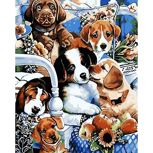 Dog Diy Paint By Numbers Kits WM-888 - NEEDLEWORK KITS