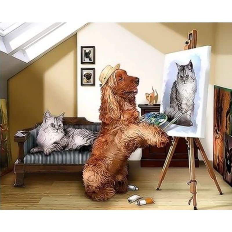 Dog Diy Paint By Numbers Kits ZXQ3206 - NEEDLEWORK KITS