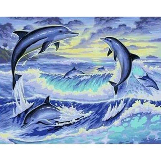 Dolphin Diy Paint By Numbers Kits PBN30246 - NEEDLEWORK KITS
