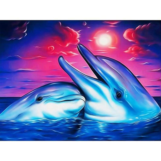 Dolphin Diy Paint By Numbers Kits QFA90140 - NEEDLEWORK KITS