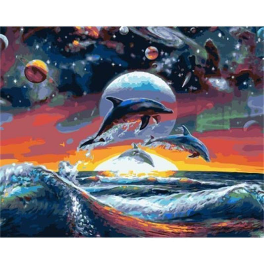 Dolphin Diy Paint By Numbers Kits VM30247 - NEEDLEWORK KITS