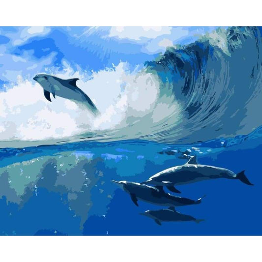 Dolphin Diy Paint By Numbers Kits WM-1358 - NEEDLEWORK KITS