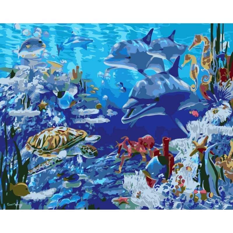 Dolphin Diy Paint By Numbers Kits WM-1579 - NEEDLEWORK KITS