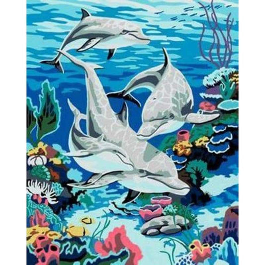 Dolphin Diy Paint By Numbers Kits ZXB347 - NEEDLEWORK KITS