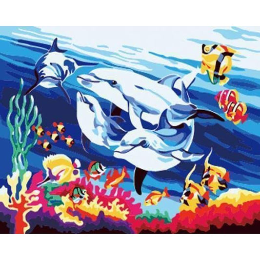 Dolphin Diy Paint By Numbers Kits ZXB726 - NEEDLEWORK KITS