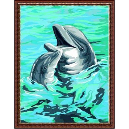 Dolphin Diy Paint By Numbers Kits ZXE123 - NEEDLEWORK KITS