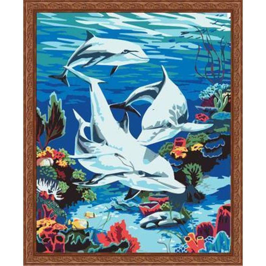 Dolphin Diy Paint By Numbers Kits ZXE137 - NEEDLEWORK KITS