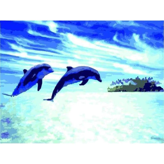 Dolphin Diy Paint By Numbers Kits ZXE439 - NEEDLEWORK KITS