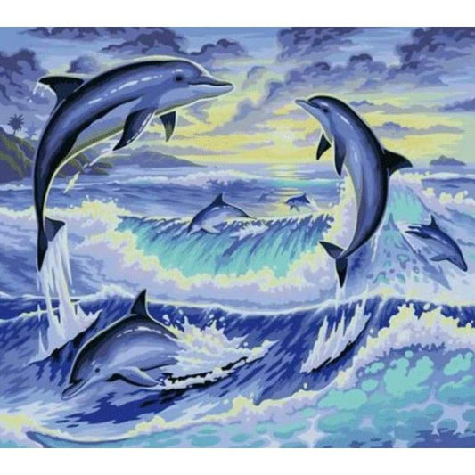 Dolphin Diy Paint By Numbers Kits ZXG349 - NEEDLEWORK KITS