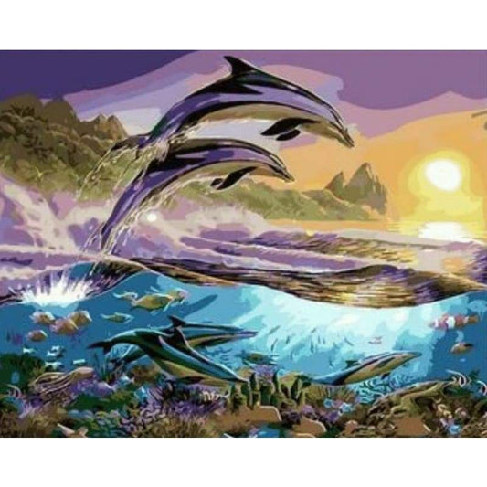Dolphin Diy Paint By Numbers Kits ZXQ1821 - NEEDLEWORK KITS