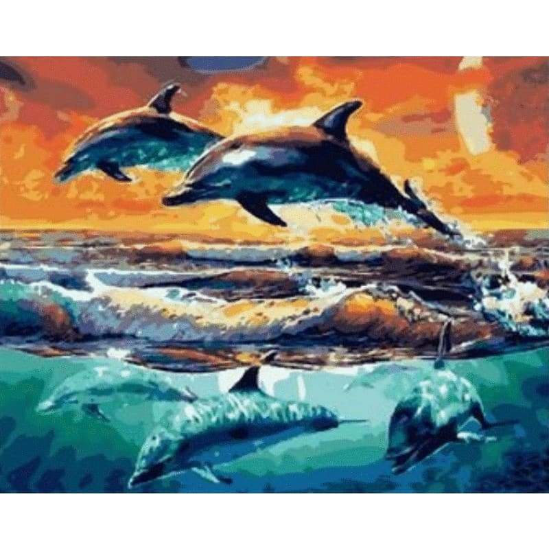 Dolphin Diy Paint By Numbers Kits ZXQ1847 - NEEDLEWORK KITS