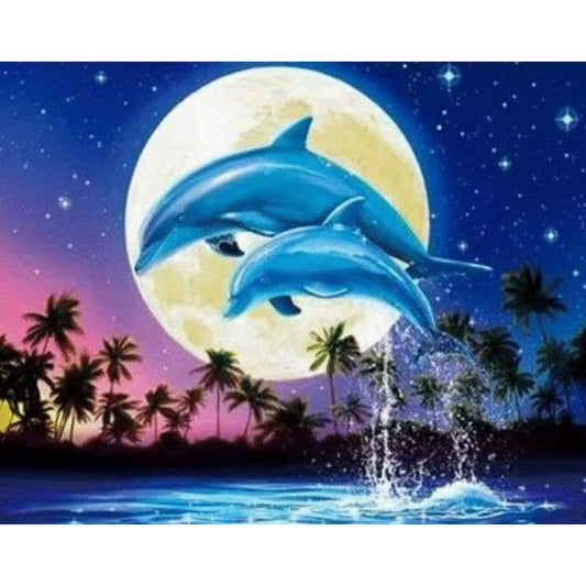 Dolphin Diy Paint By Numbers Kits ZXQ2170 - NEEDLEWORK KITS