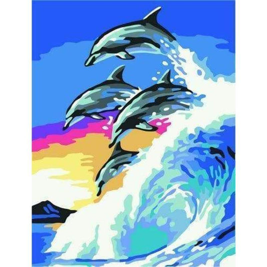 Dolphin Diy Paint By Numbers Kits ZXQ3554 - NEEDLEWORK KITS