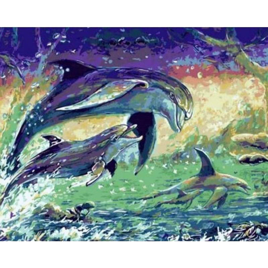 Dolphin Diy Paint By Numbers Kits ZXQ715 - NEEDLEWORK KITS