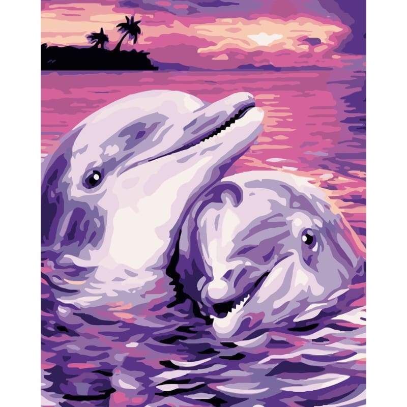 Dream Dolphin Diy Paint By Numbers Kits WM-087 - NEEDLEWORK KITS
