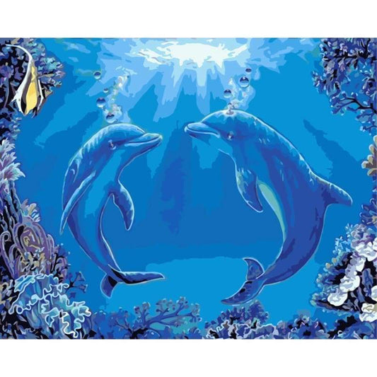 Dream Dolphin Diy Paint By Numbers Kits WM-1211 - NEEDLEWORK KITS