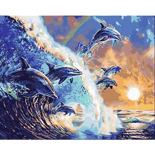 Dream Dolphin Diy Paint By Numbers Kits WM-291 - NEEDLEWORK KITS