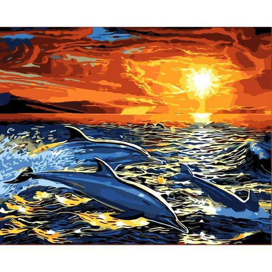 Dream Dolphin Diy Paint By Numbers Kits WM-343 - NEEDLEWORK KITS
