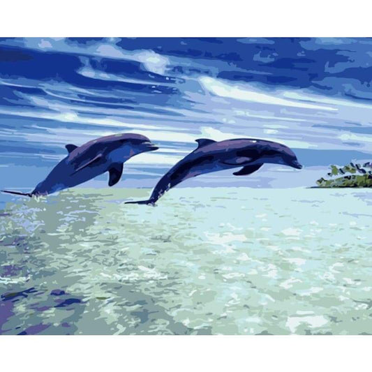 Dream Dolphin Diy Paint By Numbers Kits WM-942 - NEEDLEWORK KITS